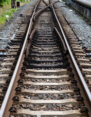 Fototapeta premium Railroad tracks converging (1)