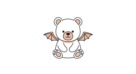 Obraz premium Adorable winged bear illustration perfect for Halloween or fantasy themed designs, ideal for children's books, apparel, and cute marketing campaigns