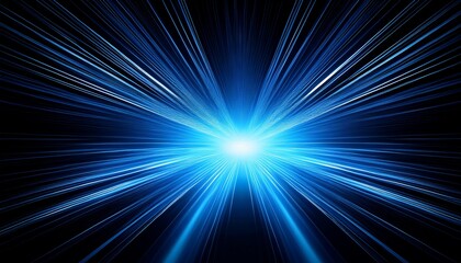 A Vibrant Blue Light Burst On A Black Background Creating A Captivating And Ethereal Glow