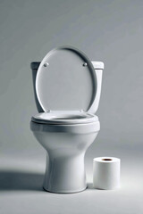 Minimal White Toilet with Paper Roll – Clean Concept for Digestion, Sickness or Detox Themes