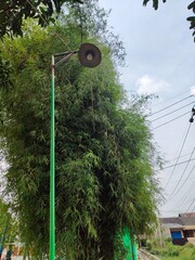 background of street lights on a small road