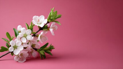 Beautiful pink flower blossoms with delicate petals and lush greenery, showcasing vibrant springtime beauty and natural elegance for floral decoration and outdoor scenery