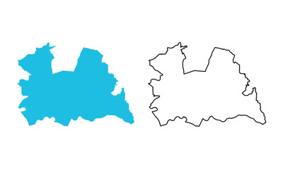 Map of the province of Utrecht, Netherlands. Map with detailed outlines and blue silhouettes