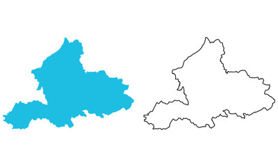 Map of the province of Gelderland, Netherlands. Map with detailed outlines and blue silhouettes