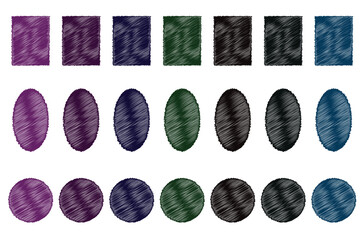 Hand Drawn Textured Shapes in Multiple Dark Colors