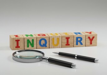 Wooden Alphabet Cubes Spelling Inquiry with Magnifying Glass and Pen