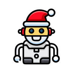 Santa Claus robot with a red hat and friendly expression  