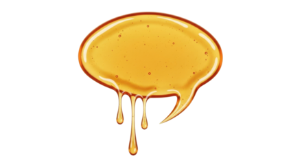 Honey dripping in a speech bubble shape isolated PNG with Transparent Background