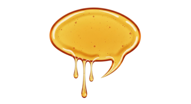 Honey dripping in a speech bubble shape isolated PNG with Transparent Background