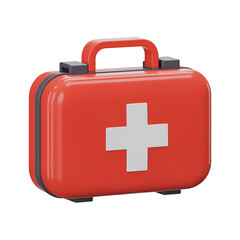 Obraz premium Red First Aid Kit With White Cross Symbol medical health