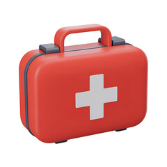 Fototapeta premium Red First Aid Kit With White Cross Symbol medical health