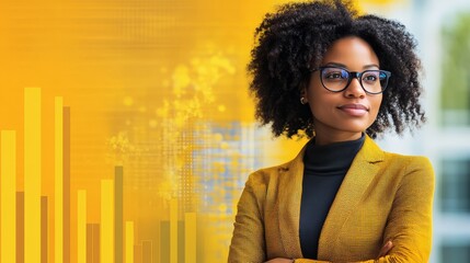 Confident young African descent finance advisor analyzing data trends on digital device in office