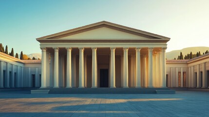 Obraz premium Ancient Greek Temple Architecture at Sunrise