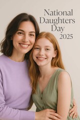 Happy National Daughters Day 2025 portrait – young mother and daughter smiling together, natural family love for daughters day