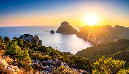 Scenic coastal sunset view