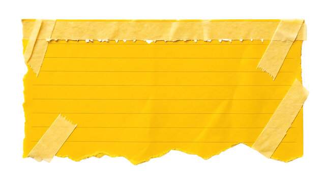 Torn Yellow Note Paper with Tape Ideal for Creative Message or Announcement Background Design