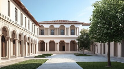 Fototapeta premium Architectural Design: A serene courtyard with classical architecture