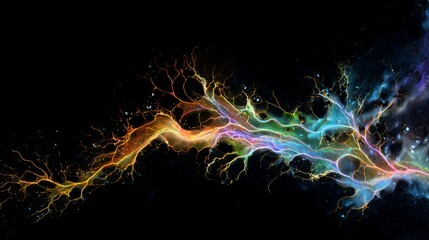 Obraz premium Abstract, sun, art, dark, space, color, overheating, plasma, huge, violent, eruption, abstract, science, art, dark, field, luminescent, malignant, growth, lack, vigorous, colorful, nutrient flow, cell