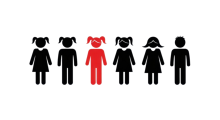 Silhouette graphic of people representing individuality, being different isolated PNG with Transparent Background