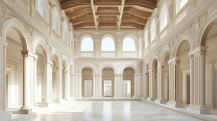 Fototapeta premium Grandiose Palace Interior: Architectural Marvel of Columns and Arches