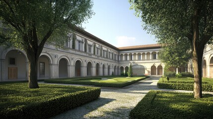 Serene Courtyard of a Historic Italian Monastery