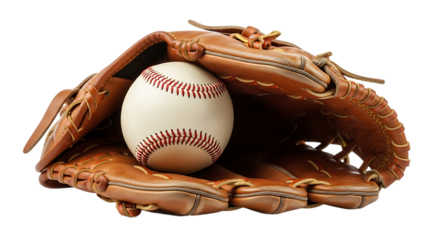 Baseball and Leather Mitt isolated on a transparent background
