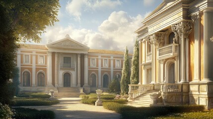 Obraz premium Majestic Estate: A Vision of Classical Grandeur
