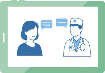 Virtual pediatric telemedicine parent and doctor video call, online child health consultation, remote medical appointment, telehealth service, digital healthcare visit