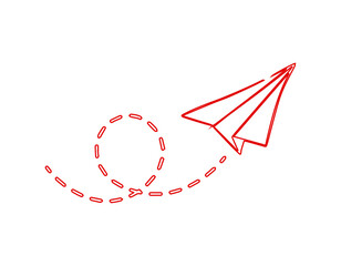 Paper Airplane Trail Outline Icon - Travel, Communication, and Freedom Line Art Vector	