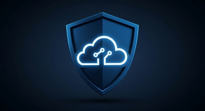 Cloud computing protection concept secure data storage and digital shield