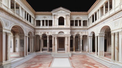 Naklejka premium Ancient Roman Courtyard: Architectural Marvel of History
