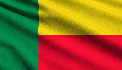 Benin national flag, green vertical stripe with yellow, red horizontal fields. National symbol