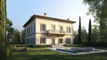 Italian Villa Architectural Rendering: Luxury Estate Design