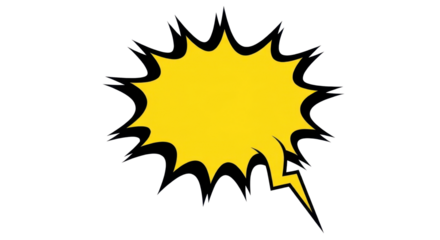 Yellow cartoon speech bubble with message space isolated PNG with Transparent Background