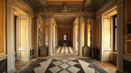 Grand Hallway in a Historic Palace: Architectural Marvel