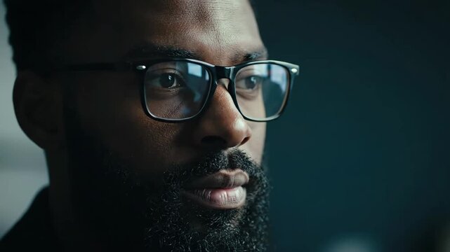 Focused Black Professional: Portrait of a Man with Glasses