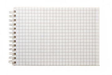  white grid notepaper journal sticker isolated on white background ,PNG. AI Generated.