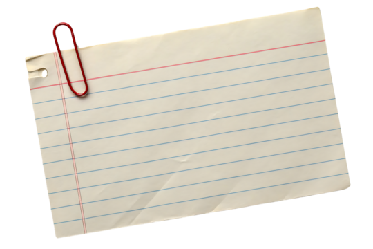 Blank Index Card with Red Paperclip Ready for Notes and Creative Ideas Perfect for Back to School