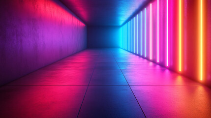 3D abstract background with blue and orange neon lights creating a vibrant futuristic atmosphere symbolizing energy contrast technology and modern digital design.