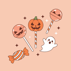 illustration of lollipop candy with a typical Halloween feel