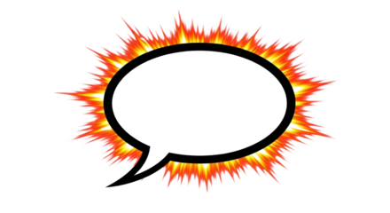 Comic Book Style Oval Speech Bubble Vector Graphic with Fiery Explosion Starburst Isolated