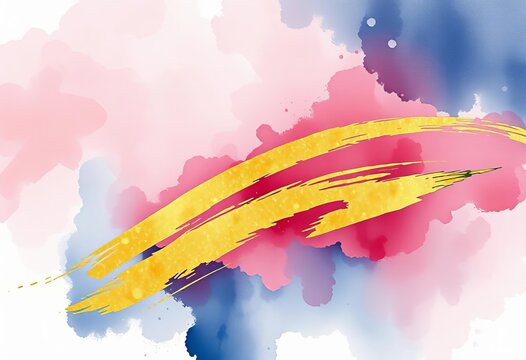 Elegant watercolor splash & gold brushstrokes on abstract background; ideal for wedding stationery, watercolor, gold