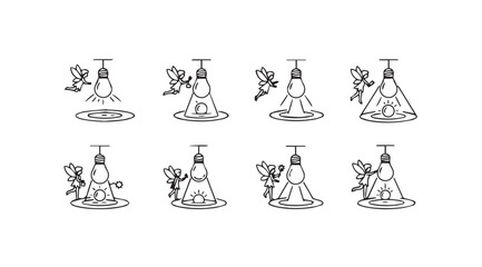 Vector art of fairies with light bulb