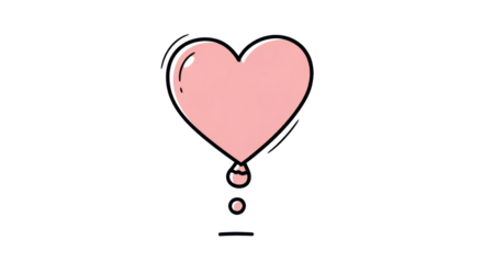 Pink heart balloon with falling dots isolated PNG with Transparent Background