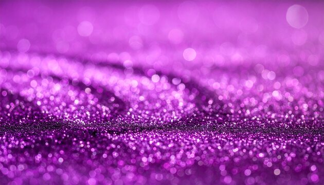 Macro close up of vibrant purple flower petals with water drops and glittering texture