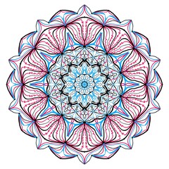 Pastel Line-Art Mandala Seamless Pattern (Cyan & Pink)