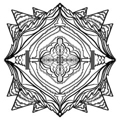 Starburst Tribal Mandala Seamless Pattern (Black on White)