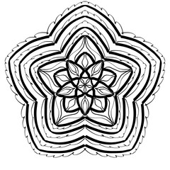 Bold Line Starflower Mandala Seamless Pattern (Black on White)