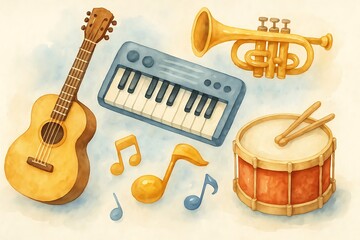 International Music Day
3D Music
Musical Instrument Festival
Pastel Guitar and Trumpet
The Power of Melody