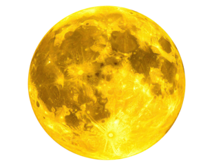 A radiant, golden full moon set against the stark backdrop of deep space